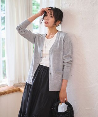 WEGO 【WEB限定/2025年秋冬新作//洗濯OK/毛玉レス/MLXLサイズ展開/オフィス/カジュアル】ベーシックニットカーディガン 杢グレー