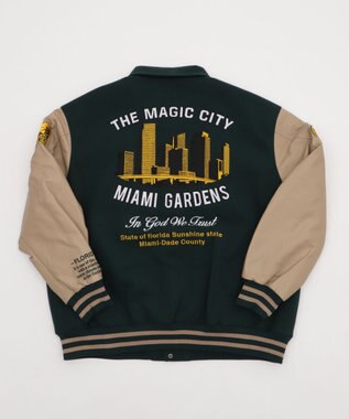 WEGO 【25年秋冬新作/ユニセックス着用ITEM/SMLサイズ展開】メルトンワッペンスタジャン ダークグリーン