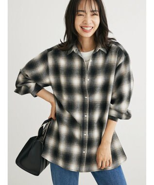 Green Parks ネルチェックシャツ Black