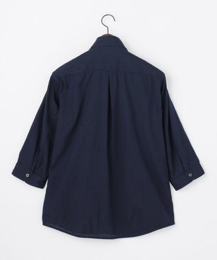 JOSEPH ABBOUD 【キングサイズ・2WAY】リバーシブルストライプ 七分袖 シャツ ネイビー系1