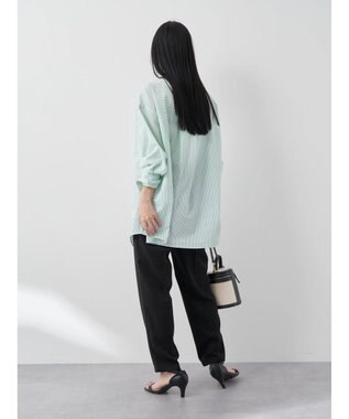 earth music&ecology サッカーストライプボーイズライクシャツ Green