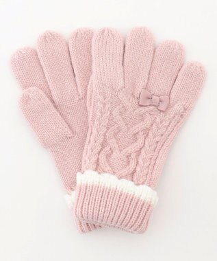 ANY KIDS ケーブルニット手袋 ピンク