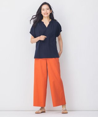 自由区 【接触冷感・吸水速乾・UVカット】パーフェクトパンツ ワイド オレンジ系