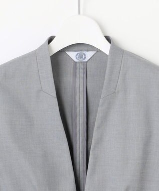 J.PRESS LADIES 【セットアップ対応・洗える・撥水】コットンFITTY ノーカラー ジャケット グレー系