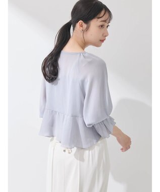 earth music&ecology ＳＥＴ２点キャンディースリーブブラウス＋インナー Grayish Blue