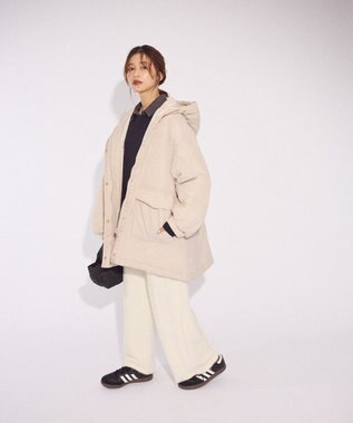 Green Parks フーディ中綿コート Light Gray