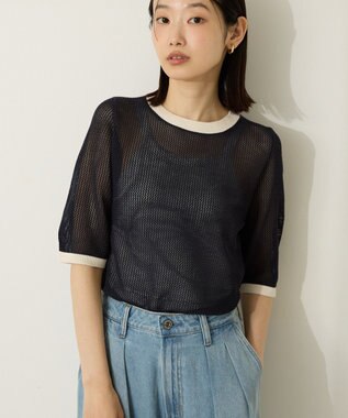 AMERICAN HOLIC メッシュニットリンガーＴシャツ Navy