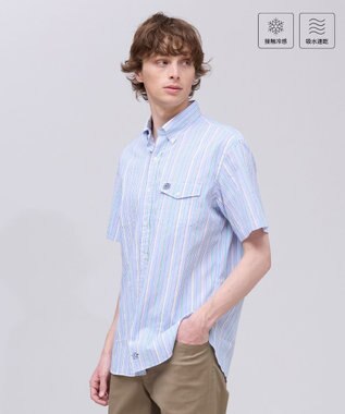 J.PRESS MEN 夏でも涼しい【吸水速乾 / 接触冷感 / 高通気性】Aero Weave クールマックスサッカー ストライプ シャツ / B.D.