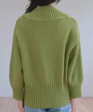 Tiaclasse 【洗える】ダブルジップリブニットカーディガン グリーン