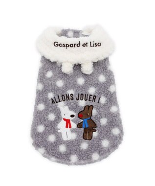 PET PARADISE リサとガスパール 水玉ボアベスト 中型犬 グレー