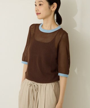 AMERICAN HOLIC メッシュニットリンガーＴシャツ Brown