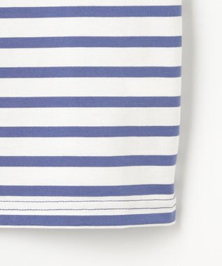 組曲 KIDS 【90-100㎝】フラワー刺繍ボーダー Tシャツ ダスクブルー系