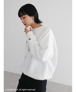 Green Parks ムジークタイガー／裏起毛プリントプルオーバー White