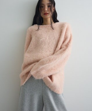 Green Parks 前後２ｗａｙキーネックシャギーニット Pink