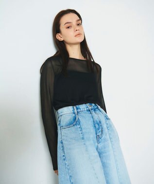 GRACE CONTINENTAL シアークルーニットトップ ブラック