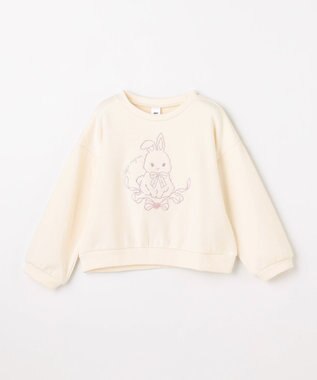 ANY KIDS アニマル刺繍 裏シャギー トレーナー エクリュ×ウサギ