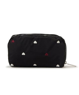 LeSportsac RECTANGULAR COSMETIC/レッド/ホワイトハートEMB レッド/ホワイトハートEMB