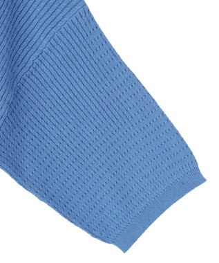 CRAFT STANDARD BOUTIQUE 透かし編み半袖ニットポロシャツ Blue