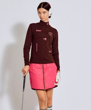 PW CIRCULUS 【裏起毛であたたか】【WOMEN】CATモチーフ  裏起毛ロングスリーブモックネックT   ゴルフウェア レディース ダークブラウン系