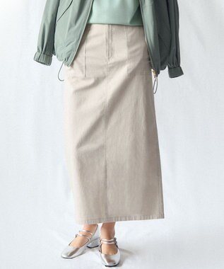 23区 L 【先行予約】スラブツイルストレッチ Iライン スカート ベージュ