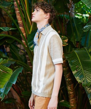 JOSEPH ABBOUD 【日本製】RCF綿ローン タイルプリント スカーフ ダルブルー系7