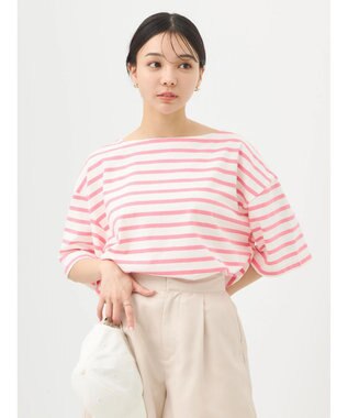earth music&ecology ショートスリーブボーダーＴＥＥ Pink