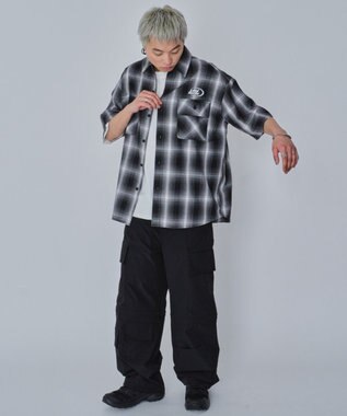 WEGO 【ユニセックス着用ITEM】グラフィックオンブレチェックシャツ（SS） ブラックチェック1