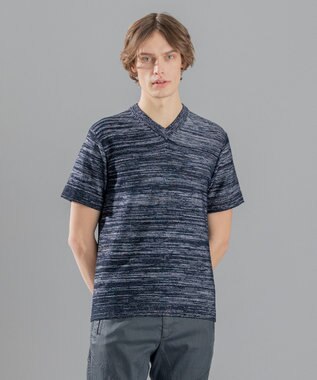 JOSEPH HOMME シャイニースラブブークレ　ニットＴシャツ ネイビー系