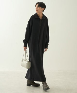 AMERICAN HOLIC ハーフＺＩＰ裏毛ワンピース Black
