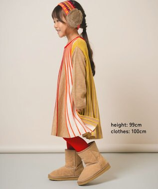 ami amie マルチカラーストライプワンピースFree Size ベージュ