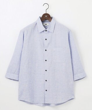 JOSEPH ABBOUD 【キングサイズ・サステイナブル・７分袖】リヨセルリネンシャンブレー シャツ