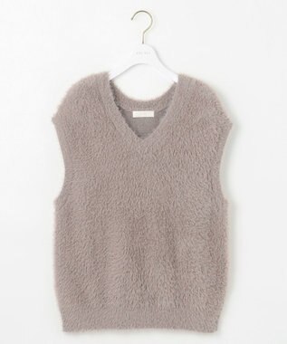 ANY SIS 【前後着用可】シャギーニット ベスト ライトグレー