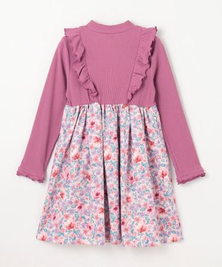 ANY KIDS 花柄ドッキングワンピース ピンク