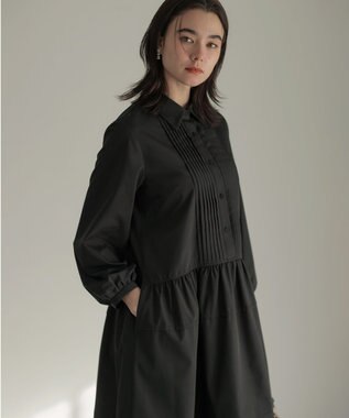 組曲 ソフトクロスピンタック ワンピース ブラック系