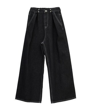 earth music&ecology タックホックデニムパンツ Black