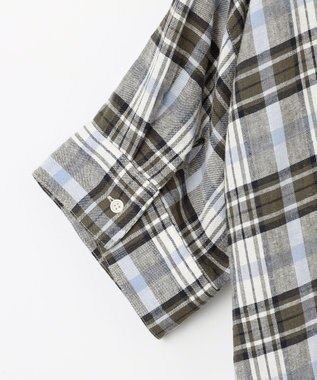 ANY L フレンチリネンシャツワンピース ブラウンチェック