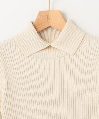 組曲 【前後着用・手洗い可】ELENAスパンコール襟デザイン ニット アイボリー系