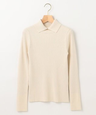 組曲 【前後着用・手洗い可】ELENAスパンコール襟デザイン ニット アイボリー系