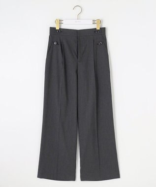 ANY SIS 【ストレッチ・接触冷感・撥水・UVカット・洗える】エアリーストレッチ ワイドパンツ シャンブレーブラック