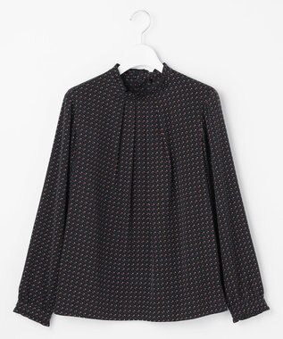 J.PRESS LADIES S スエード幾何プリント ブラウス ネイビー系