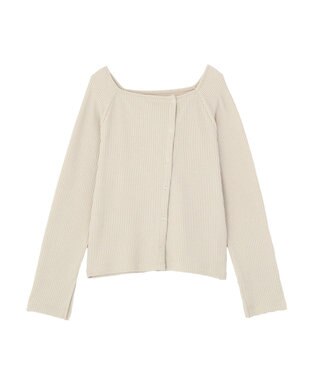 earth music&ecology 【予約】アシメ釦ツイストテレコカットソー ベージュ