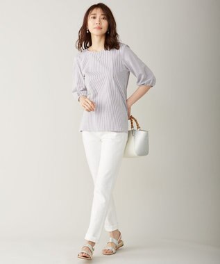 J.PRESS LADIES 10オンス ストレッチ デニム パンツ ホワイト系