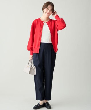 ANY L イージーケアライトストレッチテーパードパンツ ネイビー