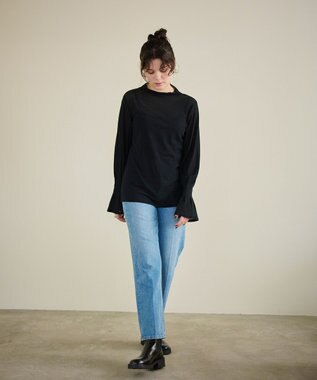 #Newans 【洗濯機可能】フレアカフスシアープルオーバー ブラック