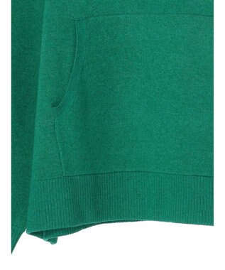 Green Parks スウェット風フード付ニットプルオーバー Green