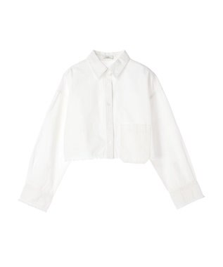 earth music&ecology クロップドポケットポイントシャツ Off White