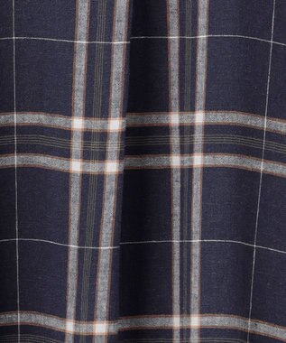 ANY L フレンチリネンシャツワンピース ネイビーチェック