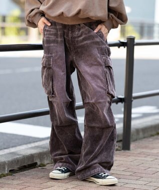 WEGO 【ウエストゴム/MLサイズ展開】イージーコーデュロイカーゴパンツ