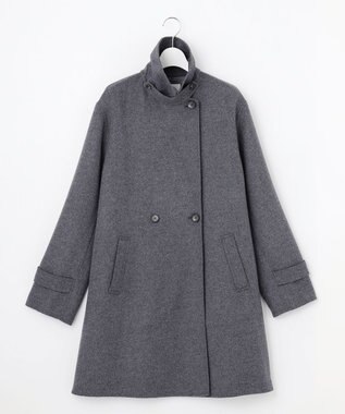 J.PRESS LADIES L ウールナイロンリバー ダブル テーラード コート ミディアムグレー系