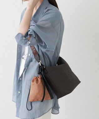 russet ナイロンジャガード巾着ポーチ S(Z-229) PinkBeige